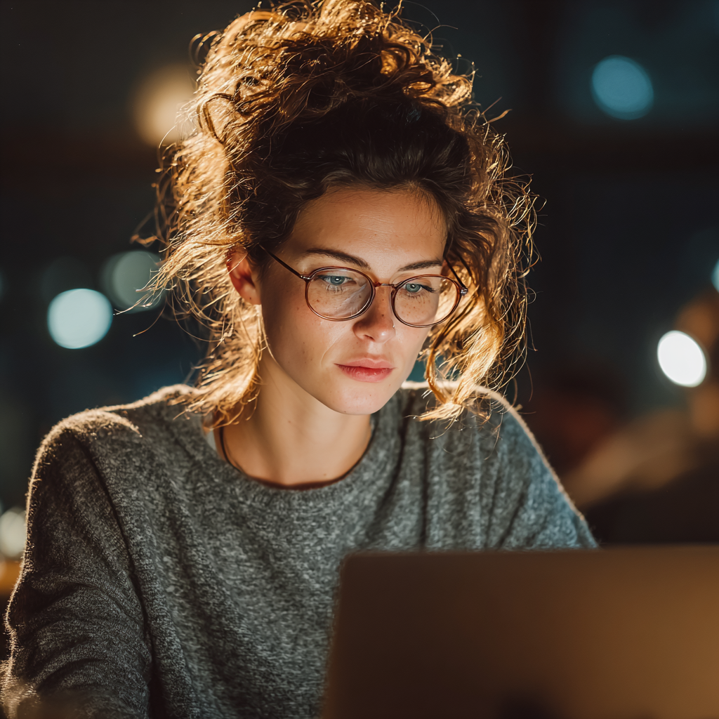 Young professional woman working comfortably at laptop with proper lighting setup